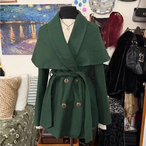 Steve Madden Forest Green Wool Cape Coat